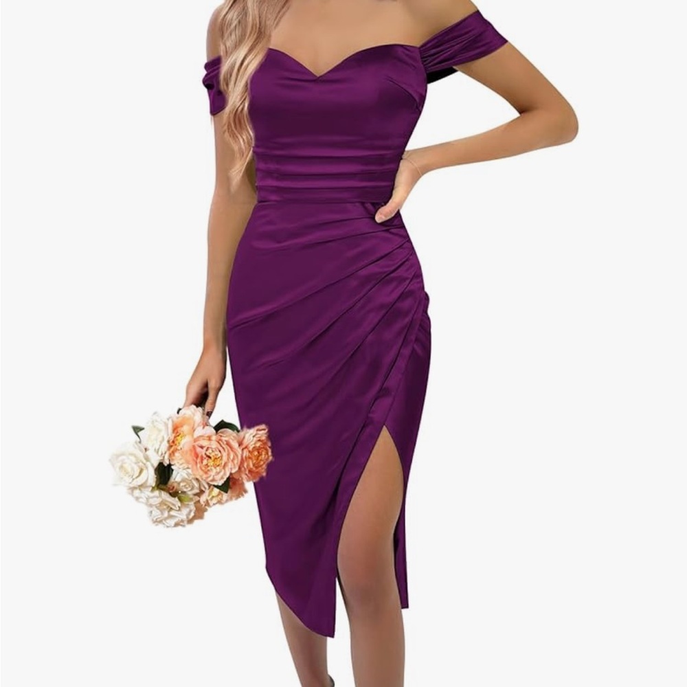 Elegant Purple Off-Shoulder Dress